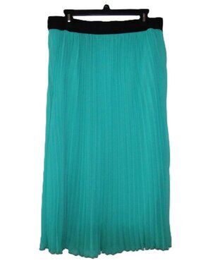 Cupio Midi Skirt Turquoise Fully Lined Black Stretch Elastic Waistband size L